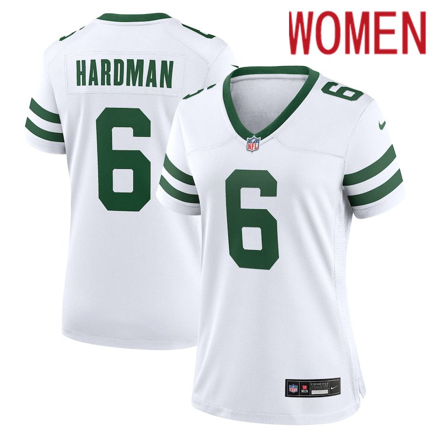 Women New York Jets #6 Mecole Hardman Nike White Legacy Player Game NFL Jersey->->Women Jersey